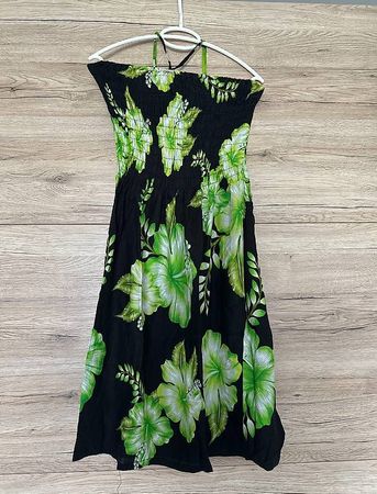 Schwarzes Sommerkleid One Size  Grün geblümt