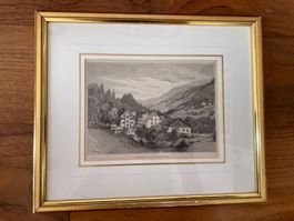 Kupferstich "Serneus, in the Prättigau"