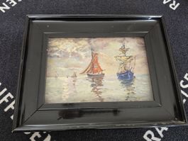 Gemälde mit Segelschiffen 33x25cm guter Zustand