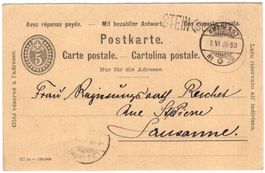 STEIN (SCHAFFH.) - seltener Balkenstempel auf Ganzsachen-PK