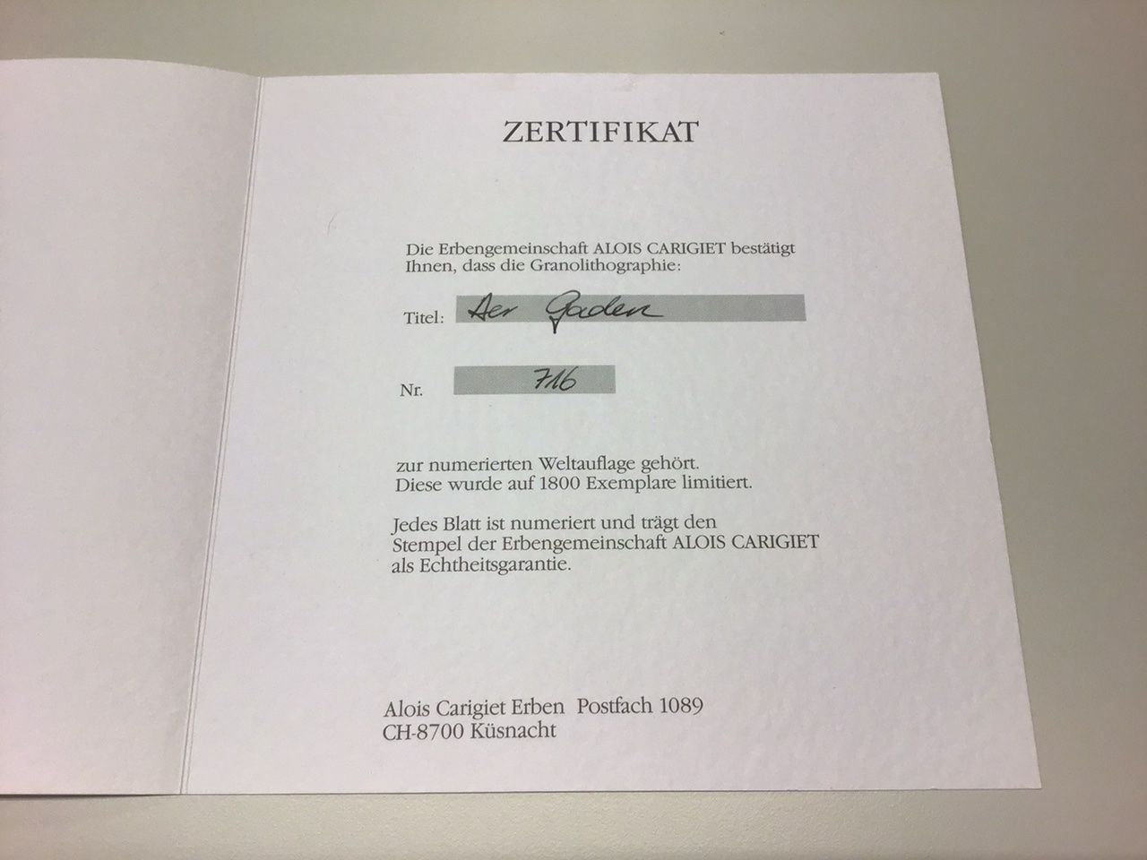 Foto & Immagini: Carigiet Bild Kunst Graubünden Chur Schweizer Kunst Graphik – Usato da Lichtensteig venduto da Babeli 4