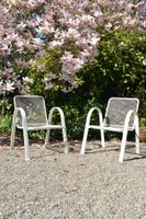 Vintage Gartenstühle, Metall, Weiss, 2 Stk. - Top Zustand!