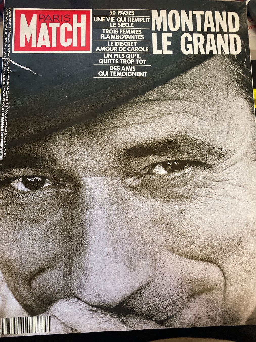 Riviste & Magazine: Paris Match - Montand Le Grand - 1991. – Usato da Le Brassus venduto da cinema13