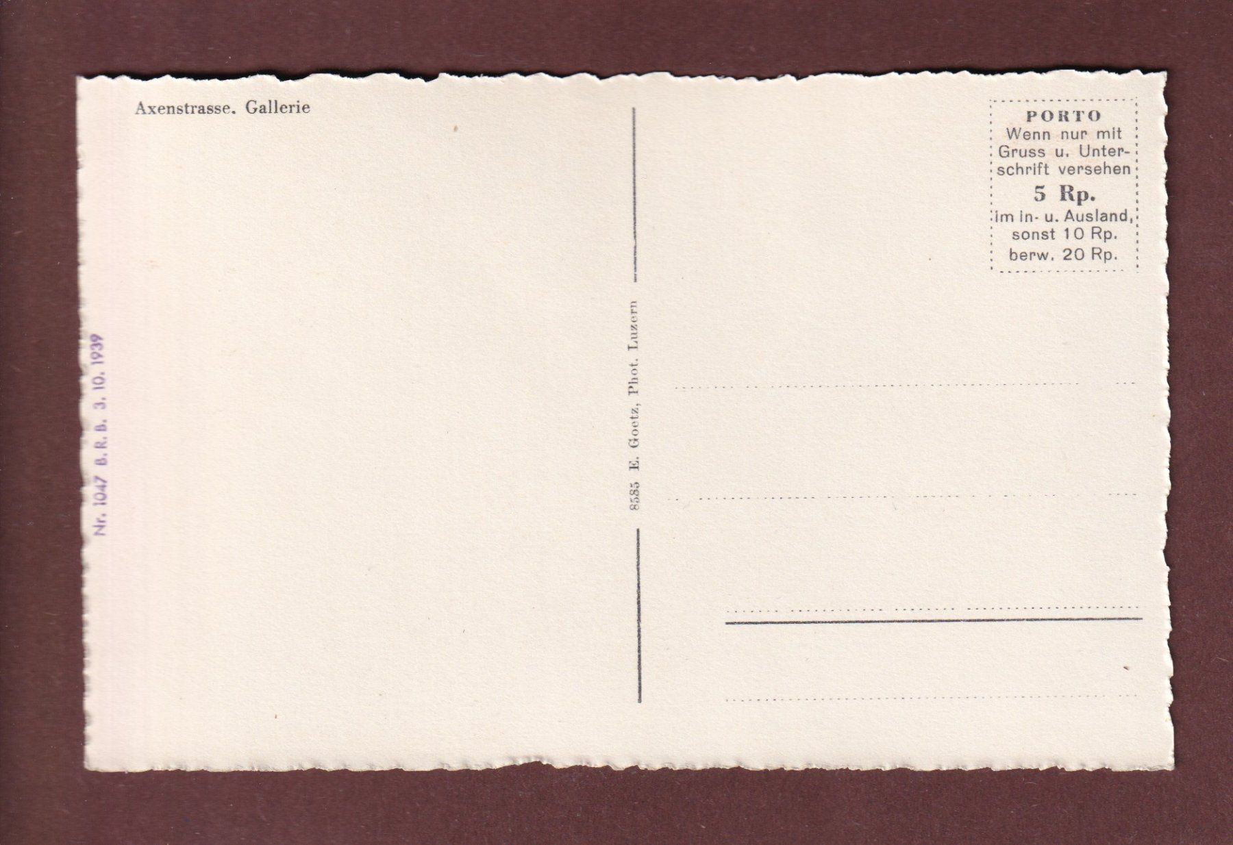 Cartoline postali: AXENSTRASSE - Gallerie – Usato da Pully venduto da nicecards-shop 1