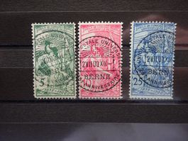 1900 UPU Nr. 77 - 79 mit glasklaren ET-Voll Sonderstempel -