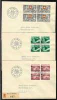1953, B61-65 Viererblock-Serie auf 5 FDC (15860)