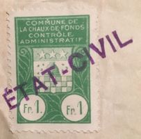 Fiskalmarke La Chaux-De-Fonds Fr. 1 - Controle Administratif