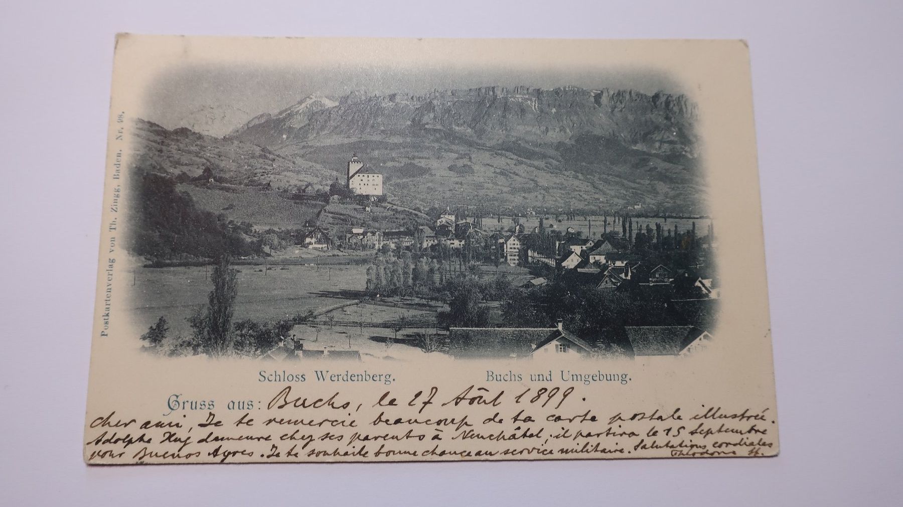 Cartoline postali: Schloss Werlenberg Buchs und Umgebung 1899 – Usato da Cormoret venduto da Pascalll2001 1