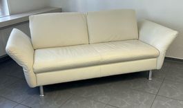 Sofa Koinor Leder cremefarben 2-Sitzer Creme