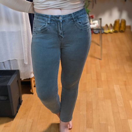 Multiblu Jeans mit Nieten olive Gr. 38