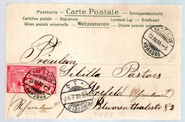 POSTKARTE VON BASEL NACH KREFED WELTPOSTVEREIN 10 RP - F584
