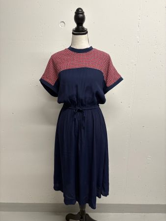 Pepe Jeans Kleid in blau rot Gr. S Viskose sportlich kurzarm