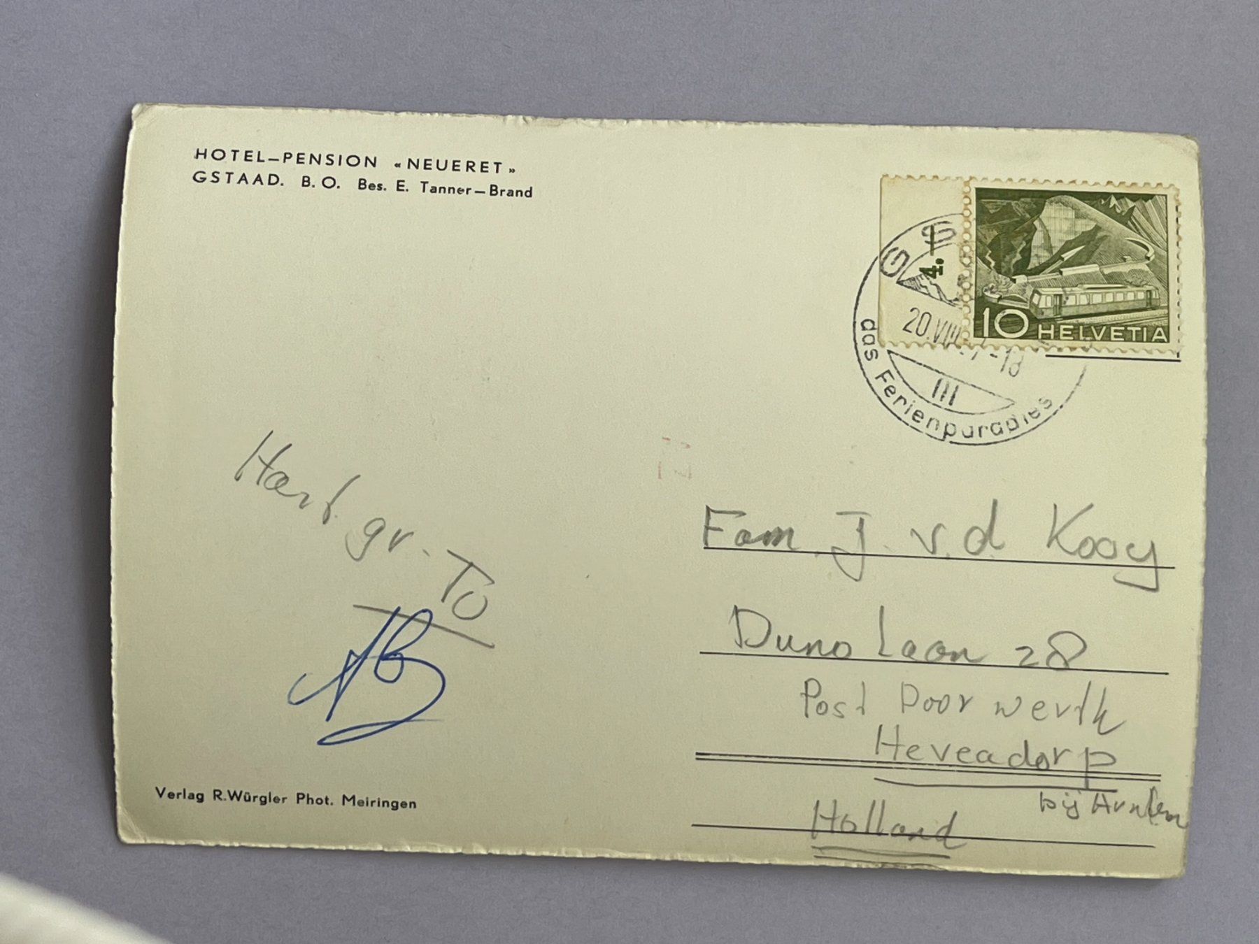 Cartoline postali: Hotel-Pension "Neueret" Gstaad – Usato da Steg VS venduto da _vinci_ 1