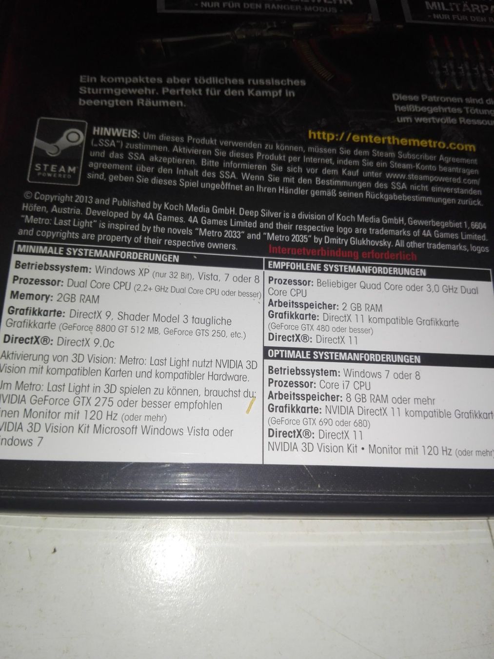 Giochi: Metro Last Light PC uncut First Edition mit Ranger Modus (DE – Usato da St.Gallen venduto da elk2022 5