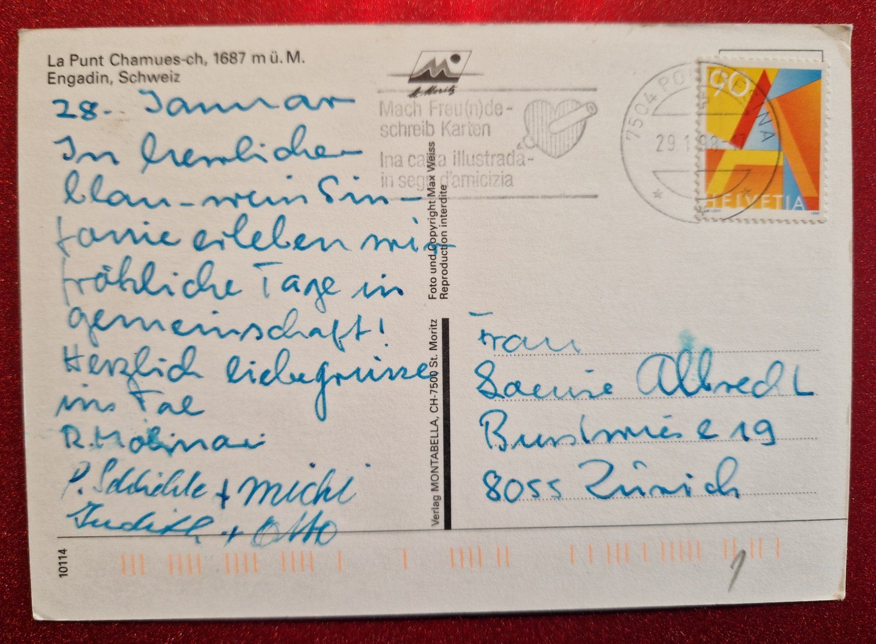 Cartoline postali: La Punt Chamues-ch im Winter 1998 – Usato da Melchnau venduto da Arthurius 1