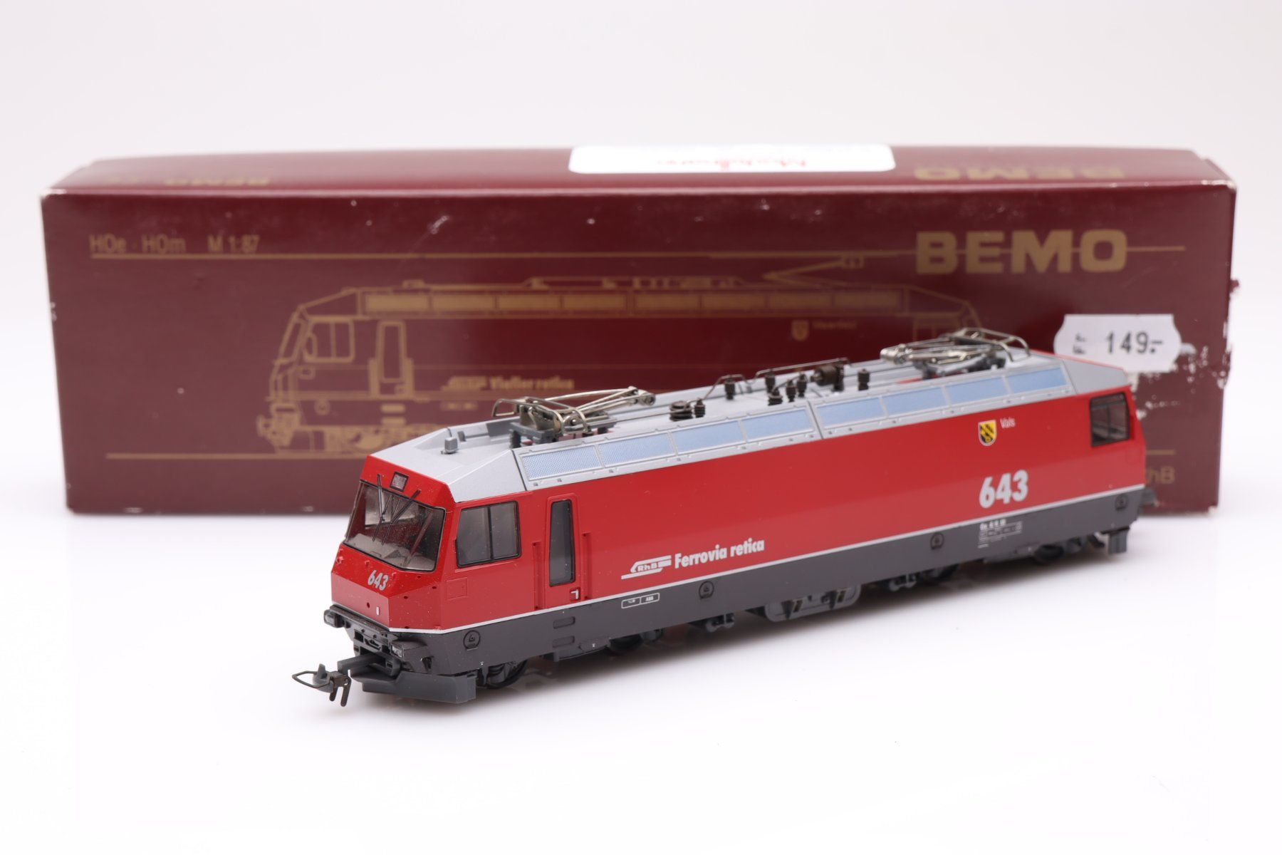 Bemo Modelleisenbahnen: Bemo 1259 103 RhB he 4/4 3 643 E-Lok, H0m – Gebraucht aus Ried (Muotathal) von Modellbahn.swiss