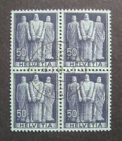 1941 50 Rappen Viererblock gestempelt