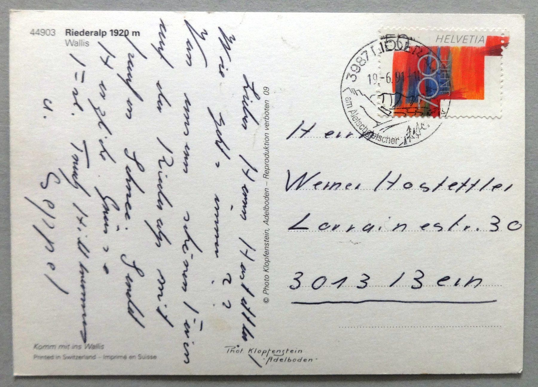 Cartes postales: Riederalp 1920 m, Wallis – D'occasion à Fétigny par Billy2miny 1