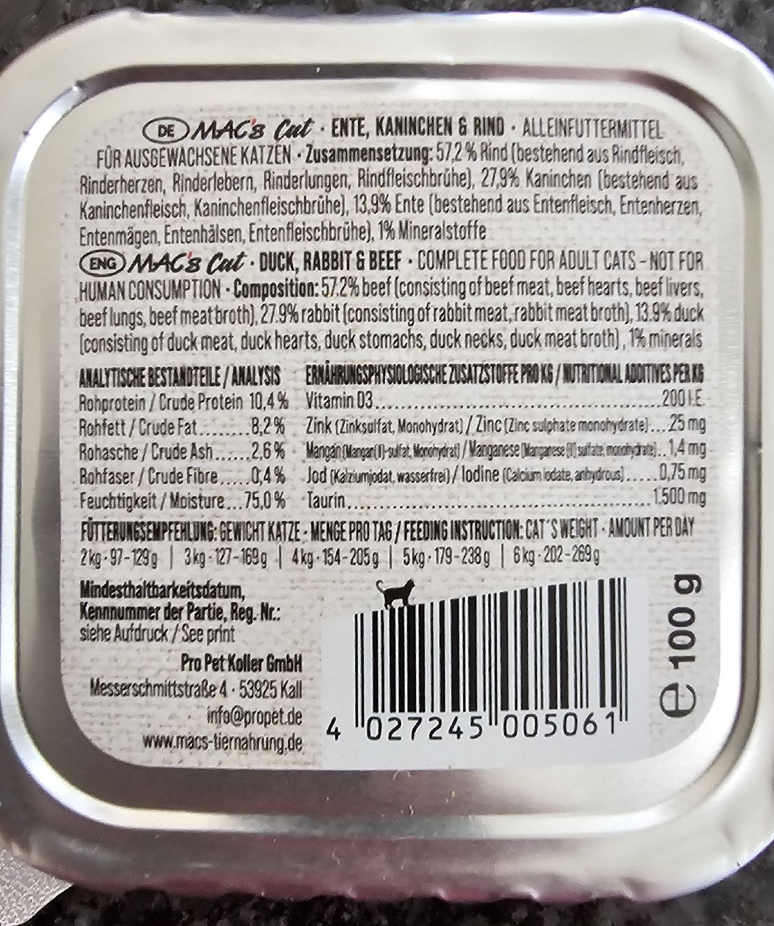 Futter: 10 Portionen Katzenfutter von MAC's – Neu und originalverpackt aus Grosshöchstetten von Chaotik-Reptil 1