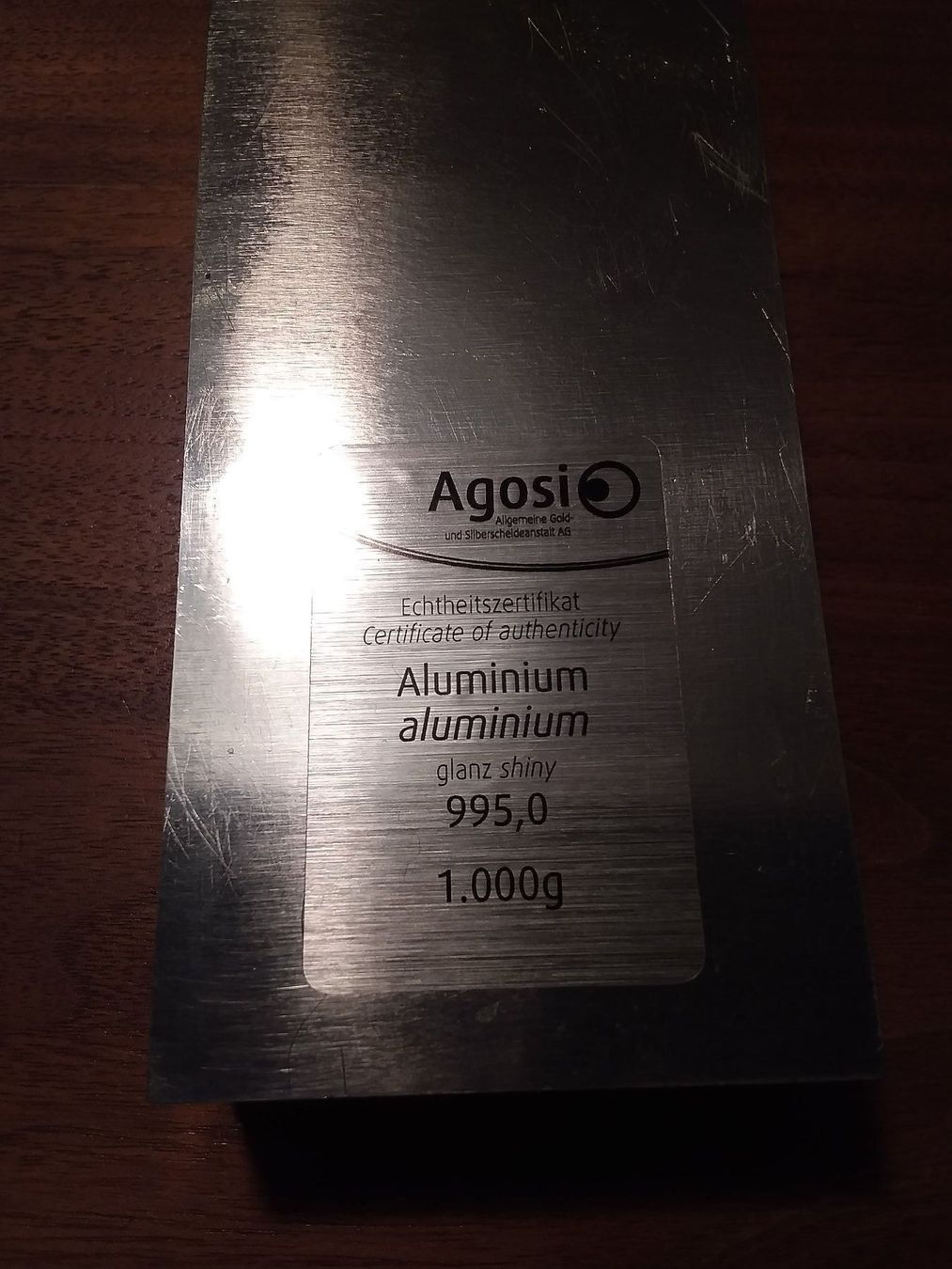 Metalli preziosi: Aluminium Barren 1 Kg – Nuovo e nell'imballaggio originale da Schwyz venduto da Trofana 4