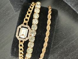 Elegantes Schmuckset, 3-teilig, Goldfarben - Top Zustand!