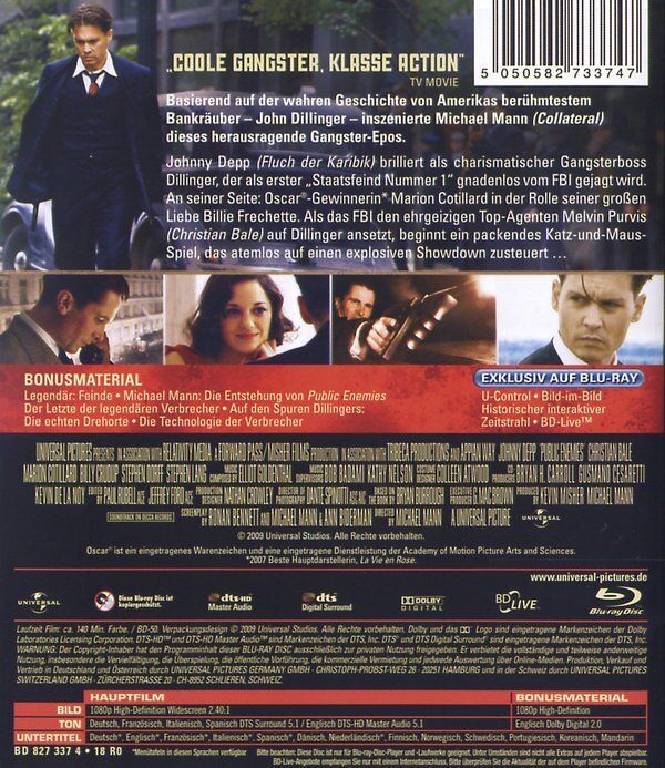 Tutti i DVDs: Public Enemies (2009)Michael Mann/Johnny Depp/Christian Bale – Usato da Volketswil venduto da cinephilia 1