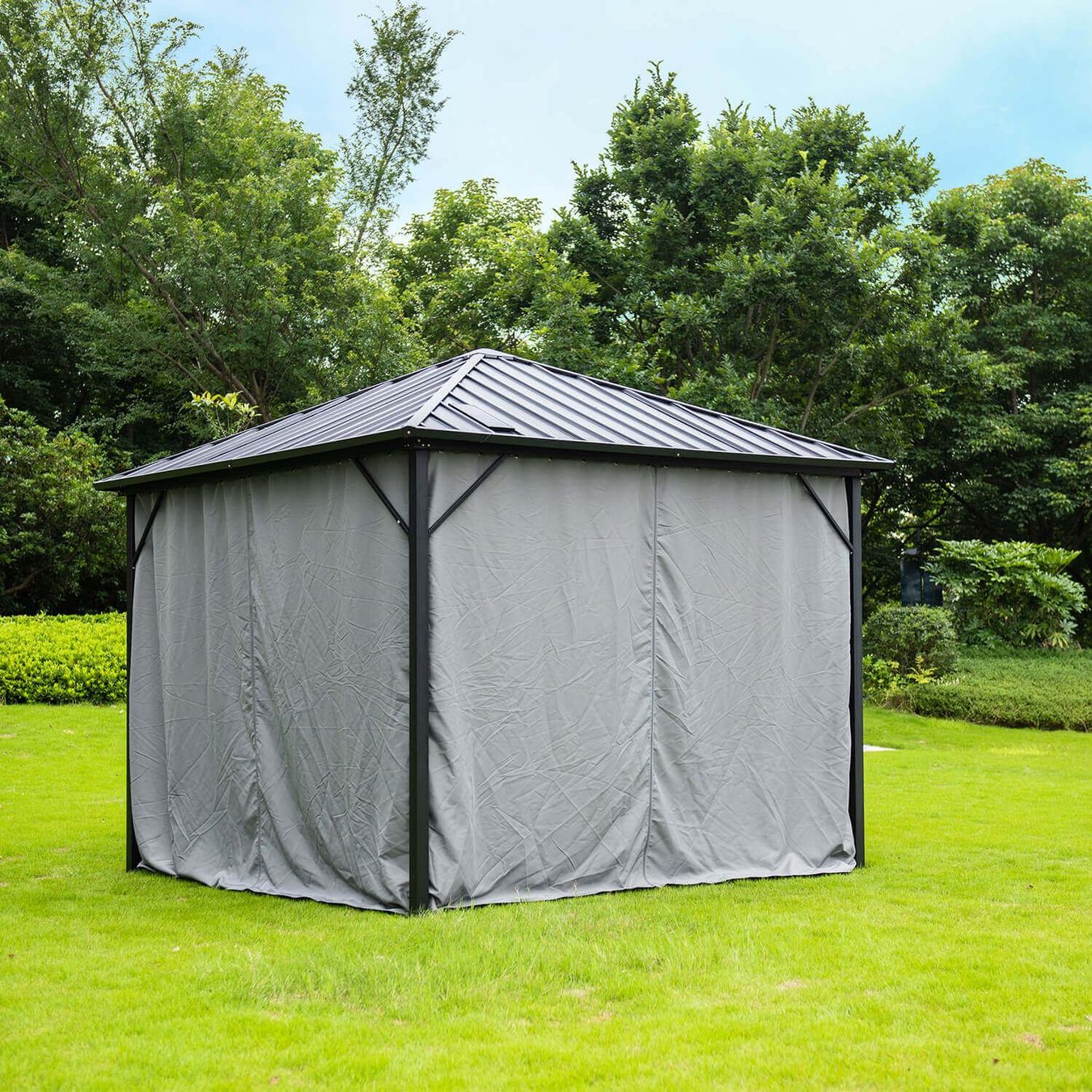 Vorhänge: 16952 - Pavillon FIX - Vorhänge Grau 3x3m Wasserdicht – Neu und originalverpackt aus Wallenwil von toesstal-vertrieb 3