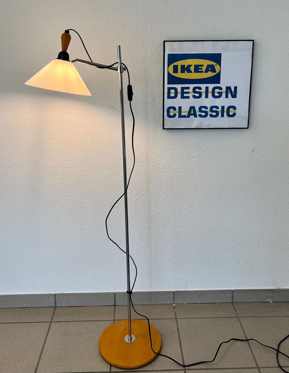 90er Jahre Ikea Leselampe Stehlampe Holz Chrom Glas Comprare su Ricardo
