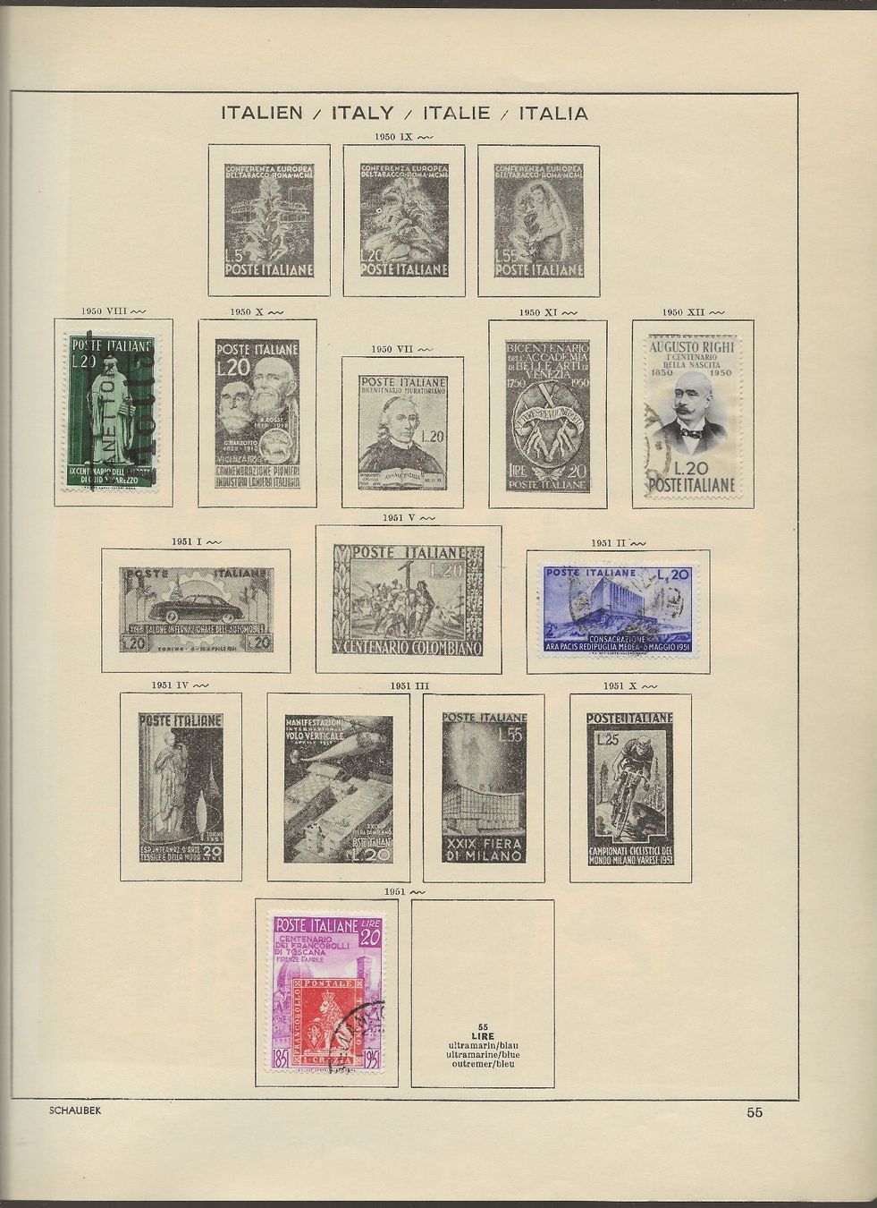 Alle Briefmarken: Marken Italien 1946 bis 1951 – Gebraucht aus Au ZH von xelagreb01 7