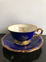 vintage Mocca Tasse in edlem dunkelblau - gold