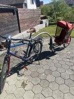 Kinder- Tandem- Veloanhänger Rot mit Verdeck