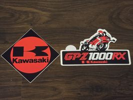 2x Kawasaki Stickers GPZ 1000 RX Logo Red Black Cult Bike