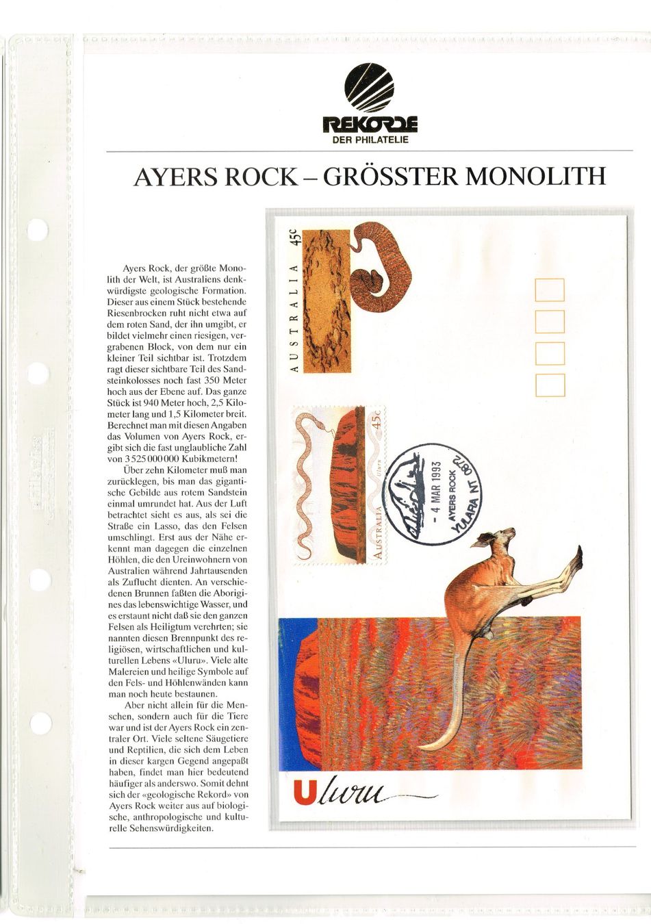 Tutti i francobolli: Ayers Rock-Grösster Monolith – Usato da Hombrechtikon venduto da Fraese01