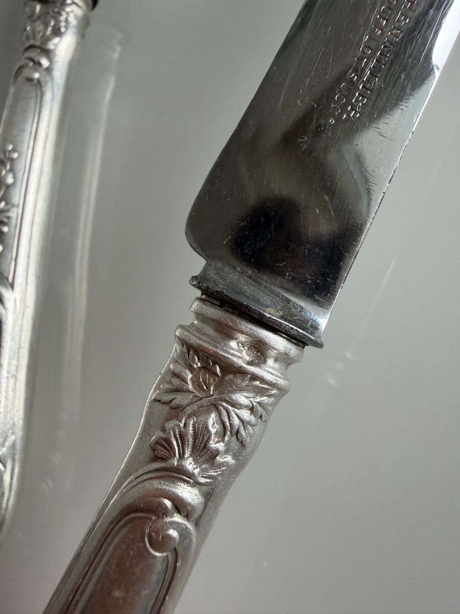 Posate: 4 couteaux vintage argent Minerve  style Rococo – Usato da Cressier FR venduto da Kvito4ka 4