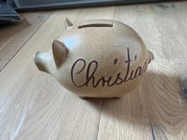 Sparschwein Keramik mit Namen "Christian"