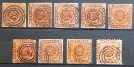 Dänemark Kat. 4, 7 & 9 gest. 1854/63 Kat. 100 Euro