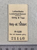 Luftseilbahn Leukerbad - Gemmi, altes entwertetes Ticket