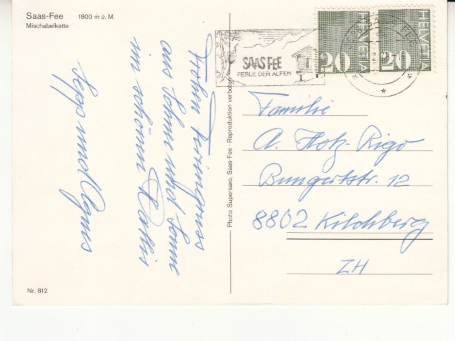 Cartoline postali: Saas Fee 1978 – Usato da Bürglen TG venduto da StampGraf 1