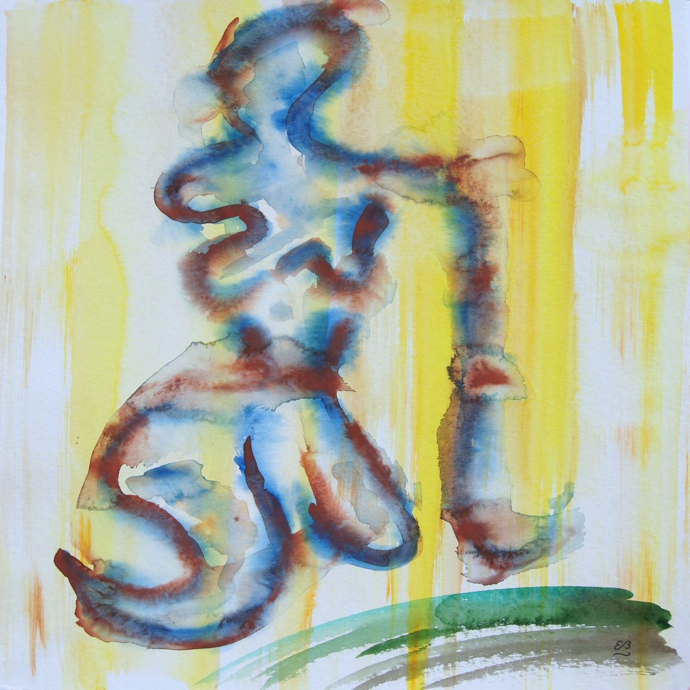 Tableaux: Aquarell: Hockend – D'occasion à Fribourg par erw_68dx