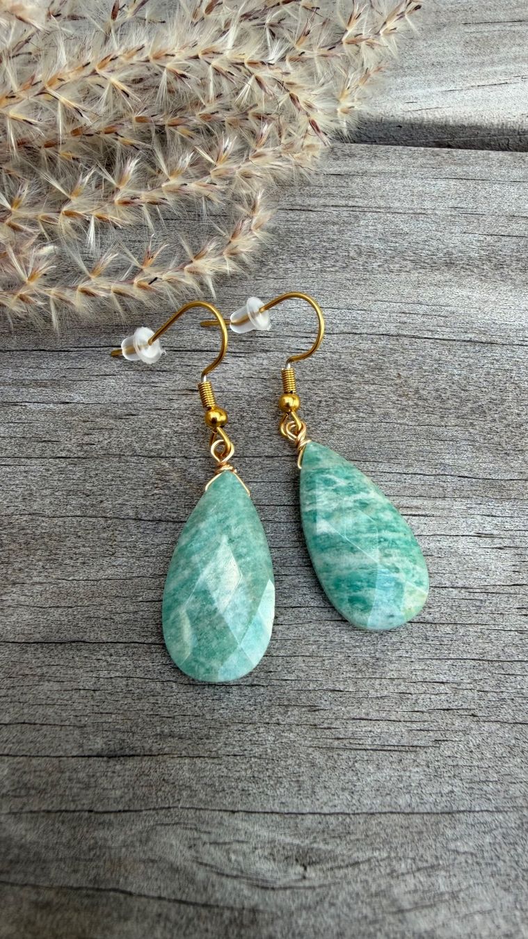 Orecchini pendenti & Orecchini a lobo: Stilles Wasser: Vergoldete Amazonit Ohrhänger – Nuovo e nell'imballaggio originale da Rombach venduto da Ivreajewels 2