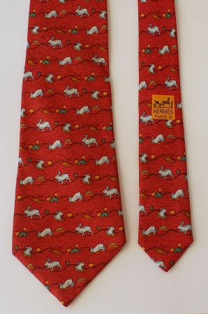 Vintage Krawatte Hermès Paris 100% Soie Seide Hasen 7689 OA