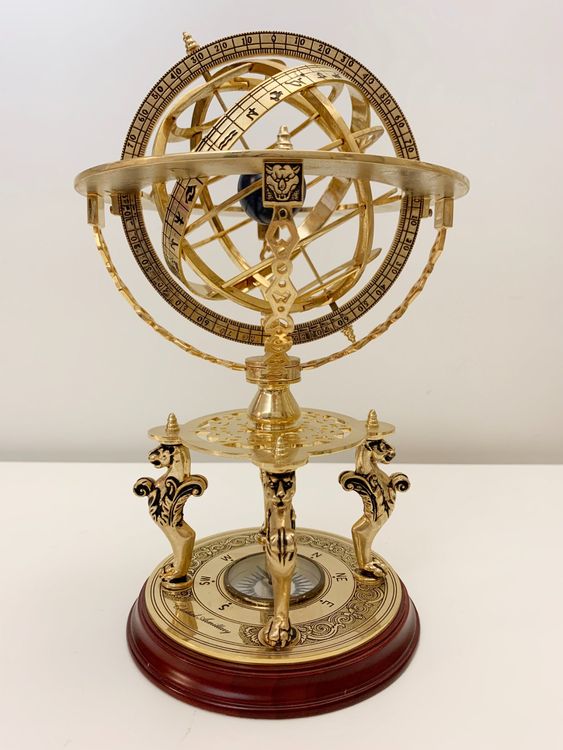 Ottone Massiccio Armillare Globe da Tavolo Decorativi Sfera