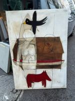 Krähenbühl Oliver *1963 Oelgemälde mit Schwein, signiert rot