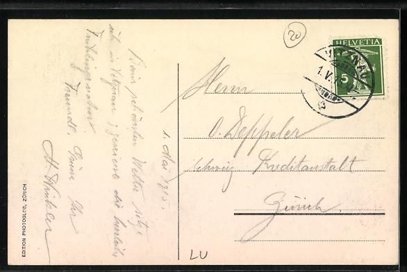 Ansichtskarten: AK Vitznau, Ortsansicht mit Kirche, 1915 – Gebraucht aus Berlin von bartko-reher 1