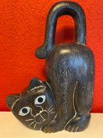 Verspielte Holzkatze Dekofigur Handarbeit Vintage Look sc...