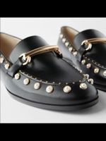 ZARA🖤 micro Studded à perles moccassins loafers 37