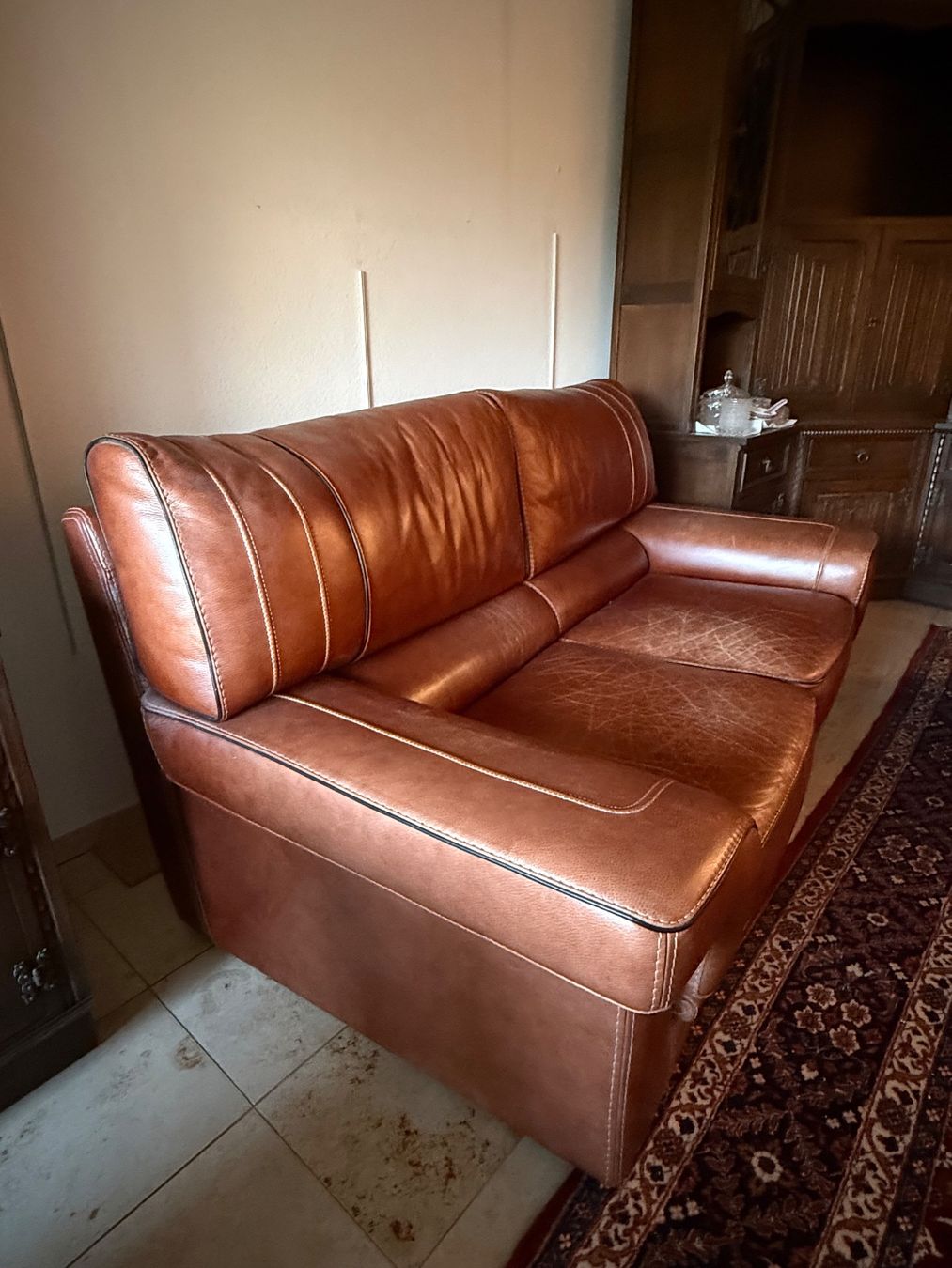Divani: Echtleder Sofa 2-Sitzer Cognac Braun Vintage – Usato da Itingen venduto da uhu777 3