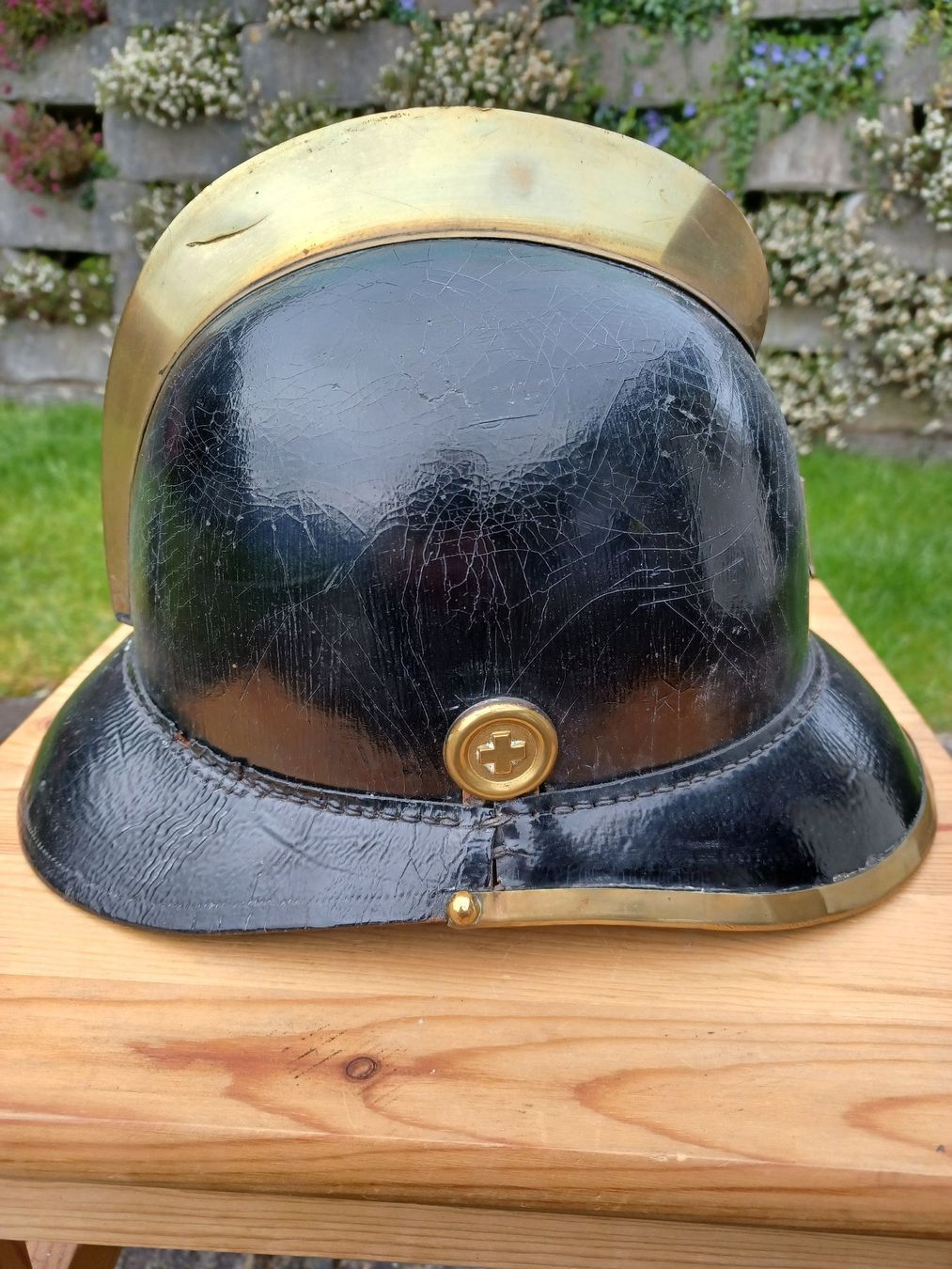 Uniformi: 1 alter Lederhelm, AK, Feuerwehr, antik – Usato da Horw venduto da Mikesch108 3