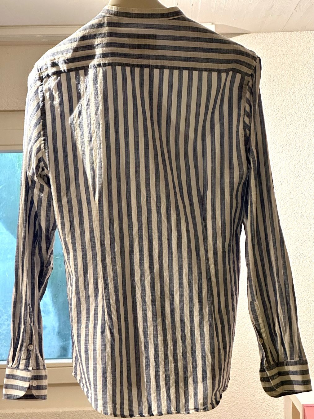 Camicie: Hemd Leinen blau getreift VALERIO Gr L / 16 / 41 – Usato da Langendorf venduto da Stadtkind 1