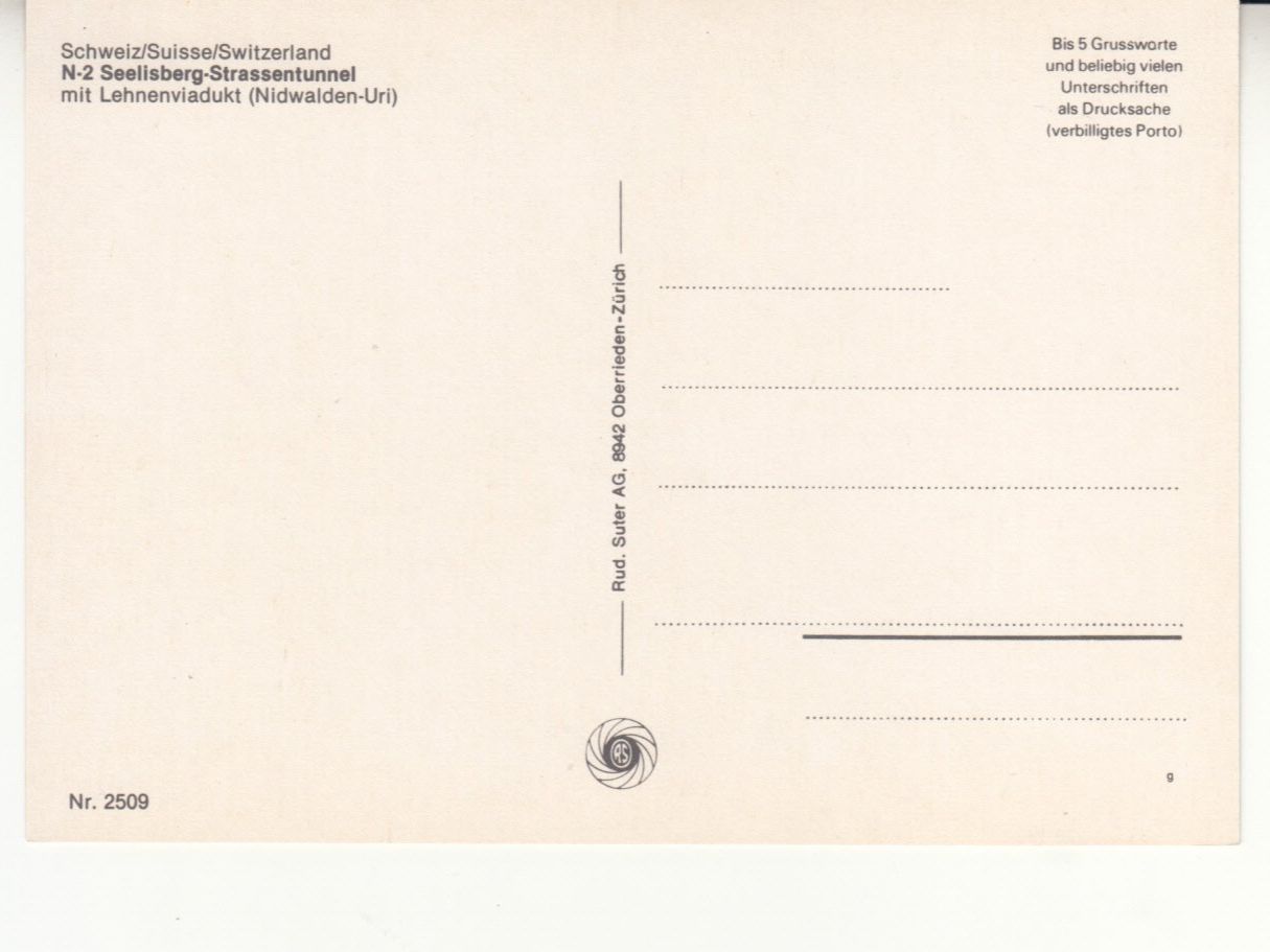 Ansichtskarten: Seelisbergtunnel ca. 1980 – Gebraucht aus Bürglen TG von StampGraf 1
